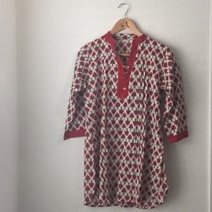 Red and White Kurta Top/ Tunic